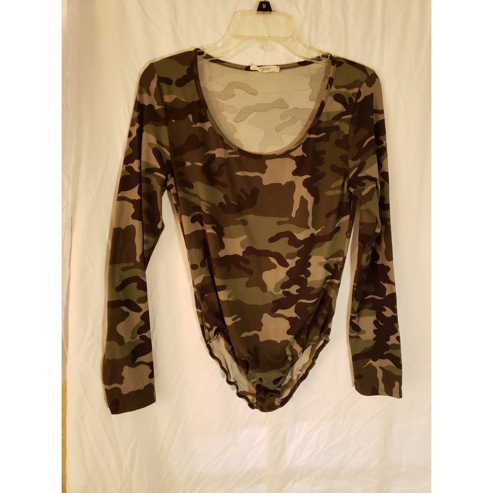 Women's Again Long Sleeve Camo Bodysuit Size L